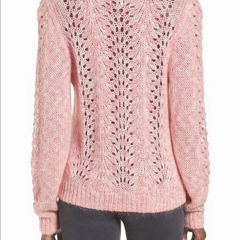 Topshop Open Knit Pink Crop Sweater - Picture 3 of 8